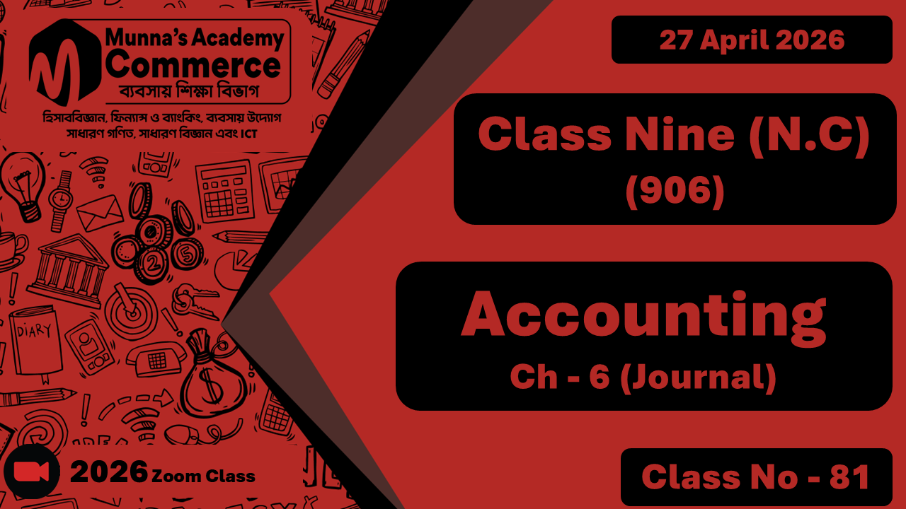 Class Nine - Commerce (N.C - 906) [Class No- 81] Accounting, Ch - 06 (Journal)